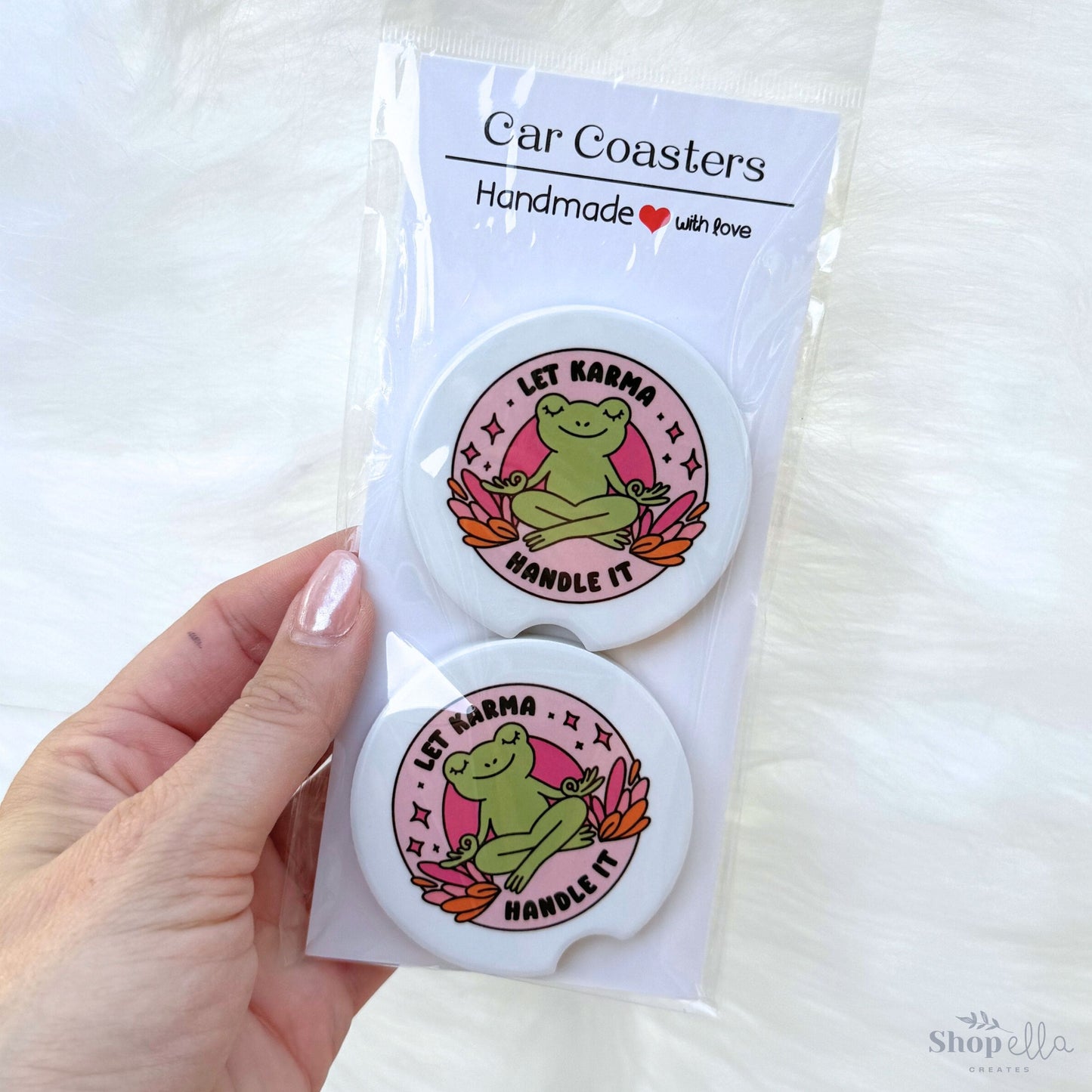 let karma handle it car coasters ceramic