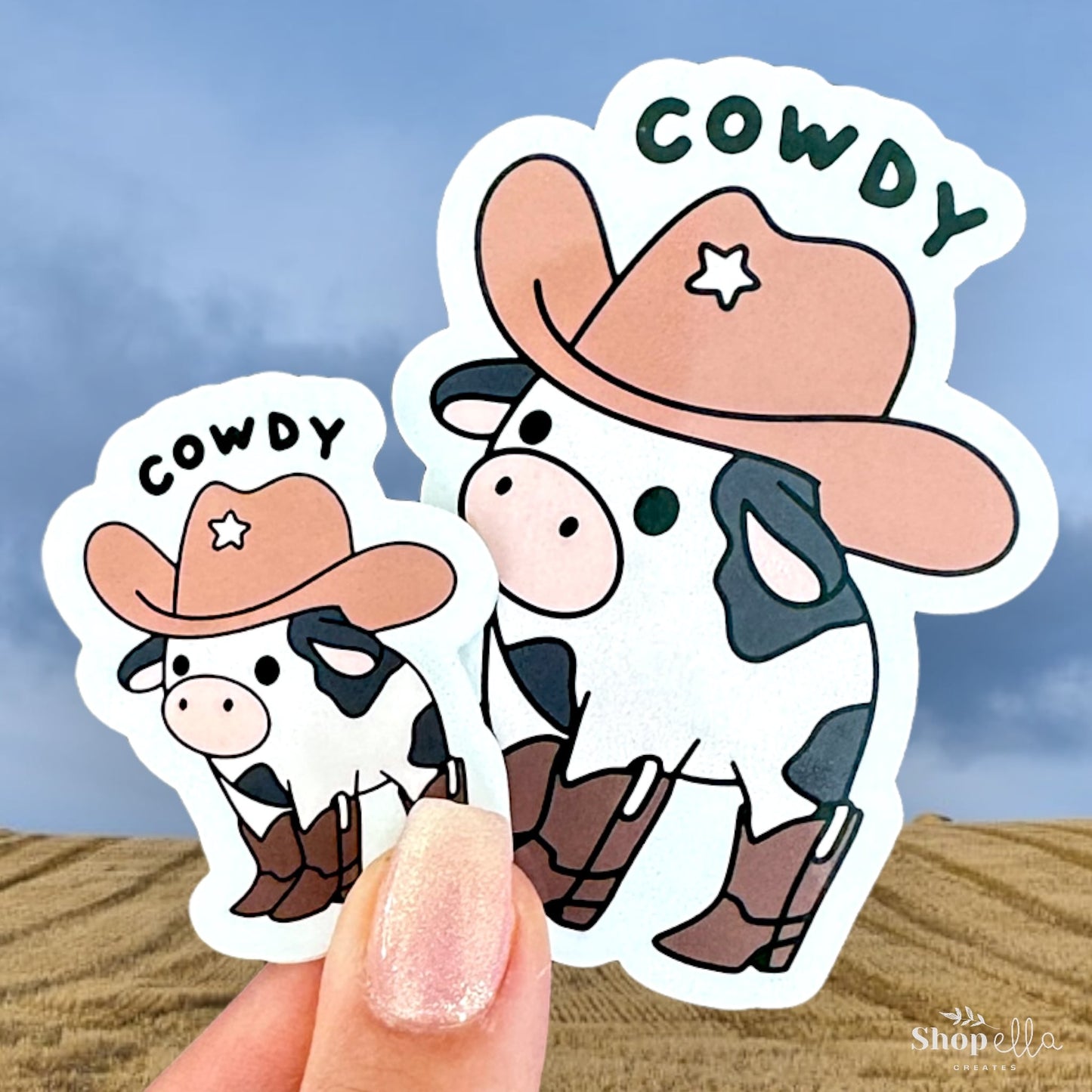 cowdy stickers matte 2" and 3"
